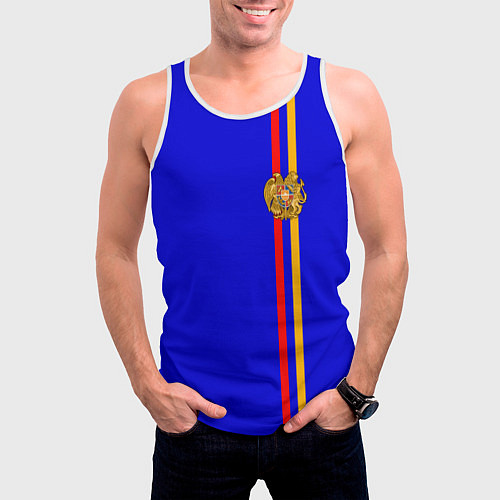 Мужская майка без рукавов Армения / 3D-Белый – фото 3