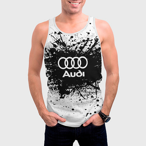 Мужская майка без рукавов Audi: Black Spray / 3D-Белый – фото 3