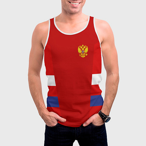 Мужская майка без рукавов Russia: Sport Tricolor / 3D-Белый – фото 3