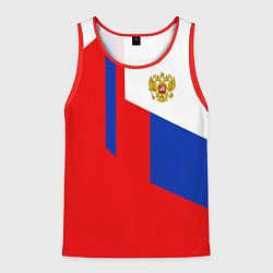Майка-безрукавка мужская Russia: Geometry Tricolor, цвет: 3D-красный
