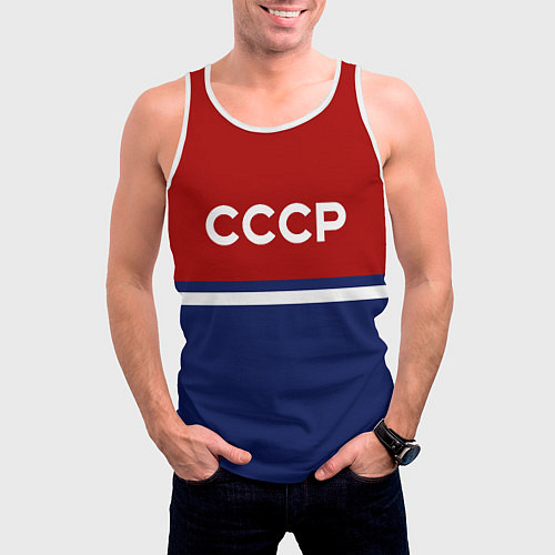 Мужская майка без рукавов СССР: Спортсмен / 3D-Белый – фото 3