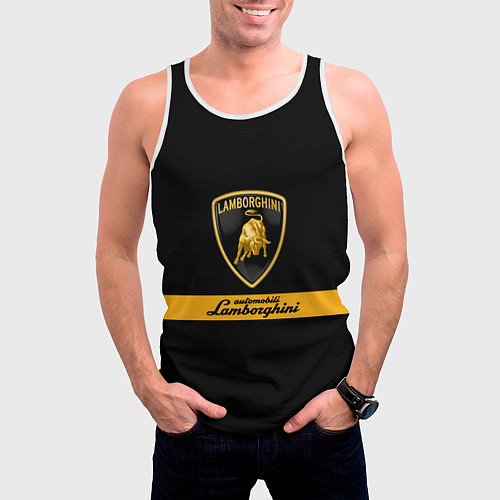 Мужская майка без рукавов Lamborghini Automobili / 3D-Белый – фото 3