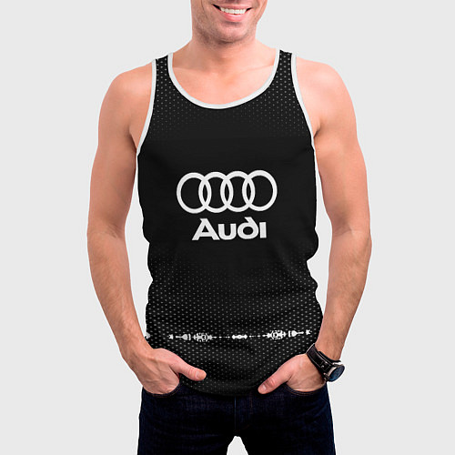 Мужская майка без рукавов Audi: Black Abstract / 3D-Белый – фото 3