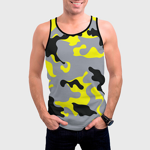 Мужская майка без рукавов Yellow & Grey Camouflage / 3D-Черный – фото 3