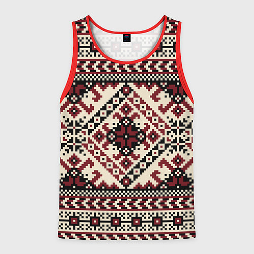 Мужская майка без рукавов Славянский орнамент / 3D-Красный – фото 1