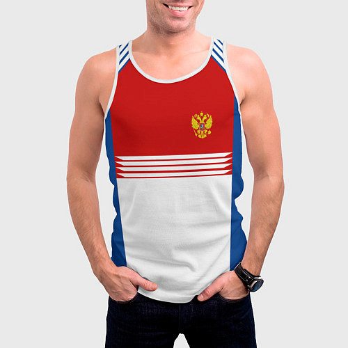 Мужская майка без рукавов Russia: Retro Sport / 3D-Белый – фото 3