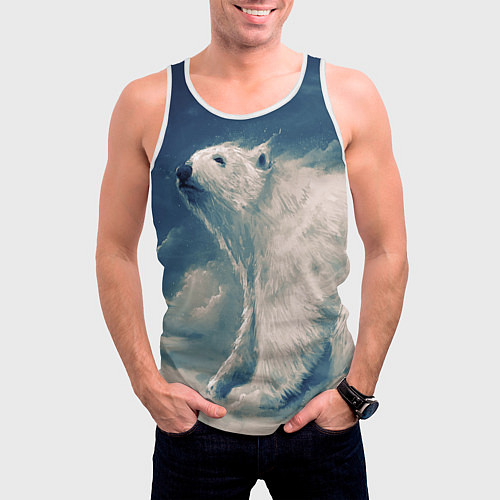 Мужская майка без рукавов Полярный медведь / 3D-Белый – фото 3