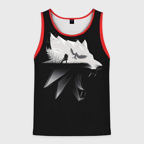Мужская майка без рукавов Волк Ведьмака / 3D-Красный – фото 1
