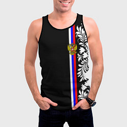 Майка-безрукавка мужская Россия: цветочная коллекция, цвет: 3D-черный — фото 2