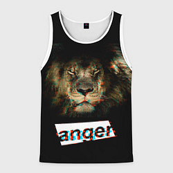 Майка-безрукавка мужская Anger Lion, цвет: 3D-белый