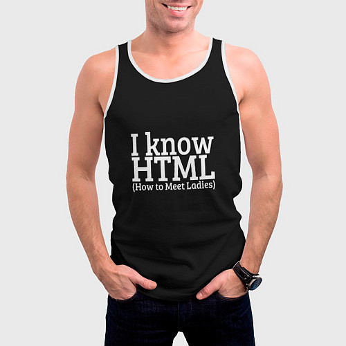 Мужская майка без рукавов I know HTML / 3D-Белый – фото 3