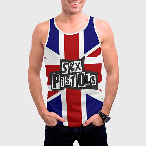 Мужская майка без рукавов Sex Pistols UK / 3D-Белый – фото 3