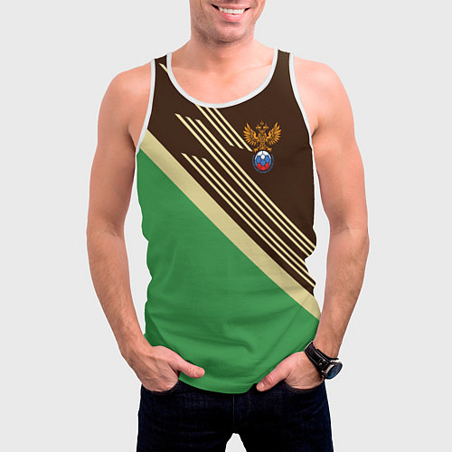 Мужская майка без рукавов Российский футбольный союз / 3D-Белый – фото 3