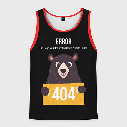 Мужская майка без рукавов Error 404: Bear / 3D-Красный – фото 1