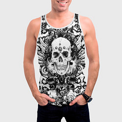 Майка-безрукавка мужская Grunge Skull, цвет: 3D-белый — фото 2