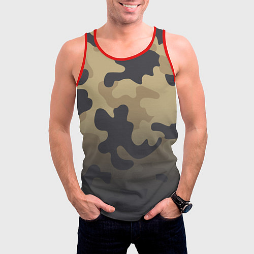 Мужская майка без рукавов Camouflage Khaki / 3D-Красный – фото 3