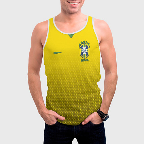 Мужская майка без рукавов Brazil Team: WC 2018 / 3D-Белый – фото 3