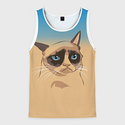 Майка-безрукавка мужская Grumpy cat, цвет: 3D-белый