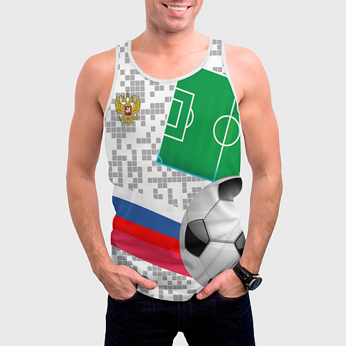 Мужская майка без рукавов Русский футбол / 3D-Белый – фото 3
