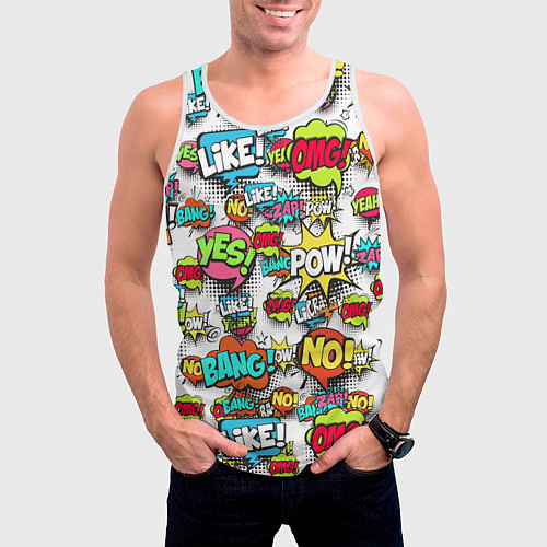 Мужская майка без рукавов Pop art Fashion / 3D-Белый – фото 3