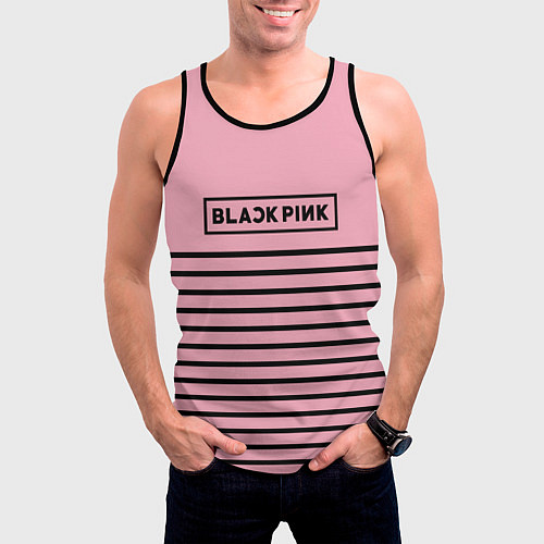 Мужская майка без рукавов Black Pink: Black Stripes / 3D-Черный – фото 3