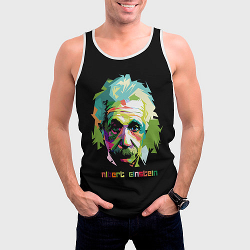 Мужская майка без рукавов Albert Einstein / 3D-Белый – фото 3