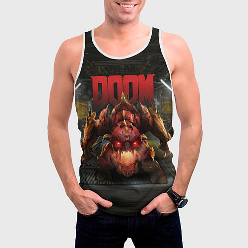 Мужская майка без рукавов DOOM: Pinky Monster / 3D-Белый – фото 3