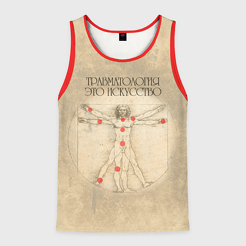 Мужская майка без рукавов Травматология как искусство / 3D-Красный – фото 1