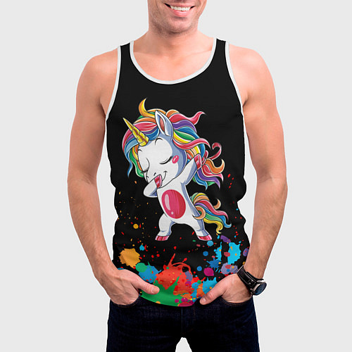 Мужская майка без рукавов Малыш-единорог / 3D-Белый – фото 3
