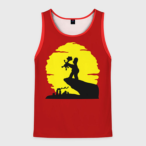 Мужская майка без рукавов Гомер и барт / 3D-Красный – фото 1