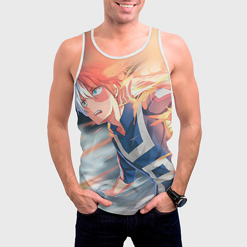 Мужская майка без рукавов Моя геройская академия / 3D-Белый – фото 3