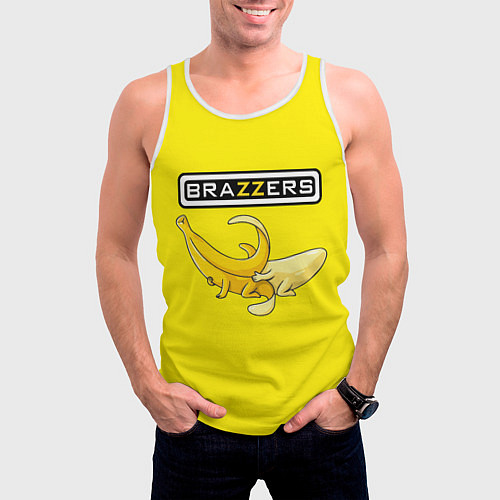 Мужская майка без рукавов Brazzers: Yellow Banana / 3D-Белый – фото 3