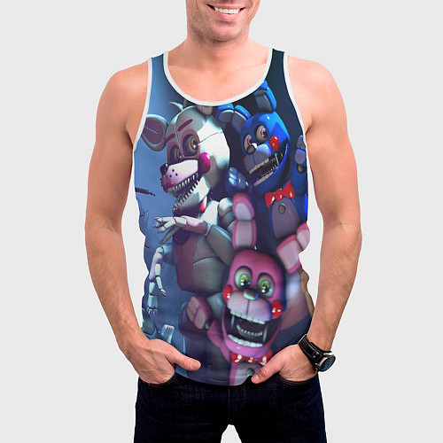 Мужская майка без рукавов Five Nights at Freddys / 3D-Белый – фото 3