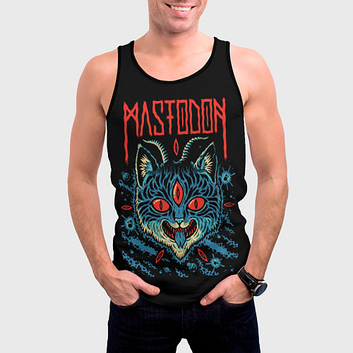 Мужская майка без рукавов Mastodon: Demonic Cat / 3D-Черный – фото 3
