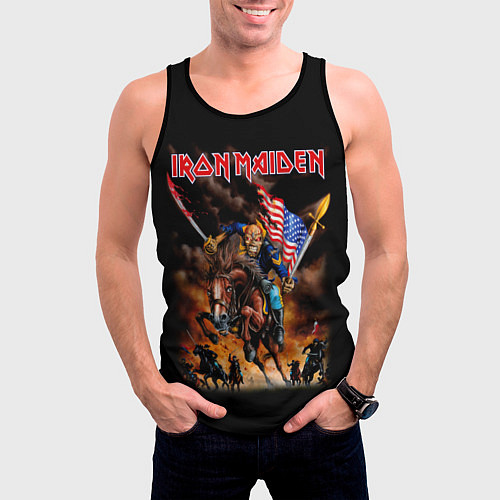 Мужская майка без рукавов Iron Maiden: USA Warriors / 3D-Черный – фото 3