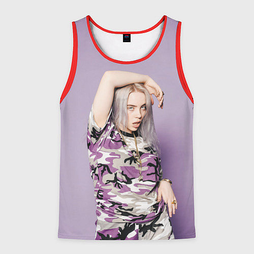 Мужская майка без рукавов Billie Eilish: Violet Camo / 3D-Красный – фото 1