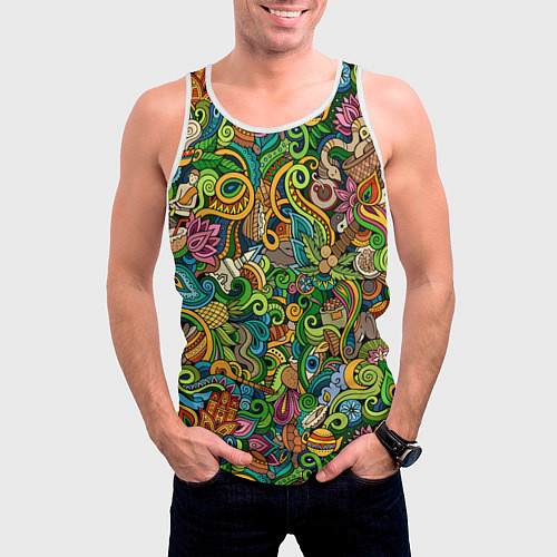 Мужская майка без рукавов Тибетский коллаж / 3D-Белый – фото 3