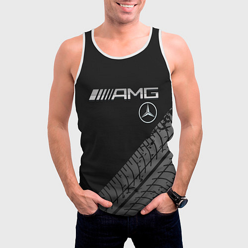 Мужская майка без рукавов Mercedes AMG: Street Racing / 3D-Белый – фото 3