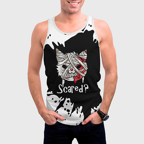 Мужская майка без рукавов Ну что, страшно? / 3D-Белый – фото 3