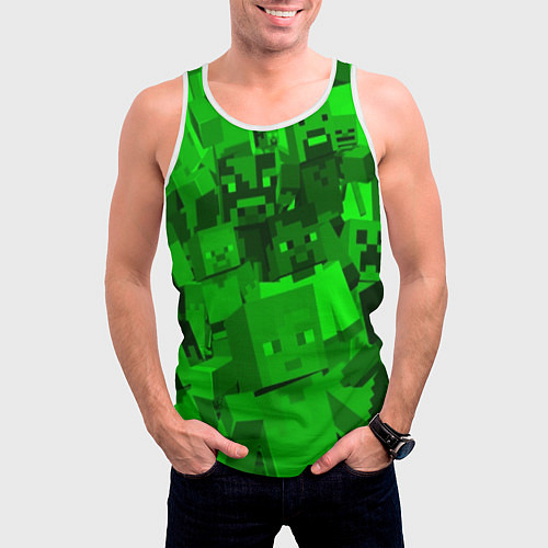Мужская майка без рукавов Minecraft game characters / 3D-Белый – фото 3