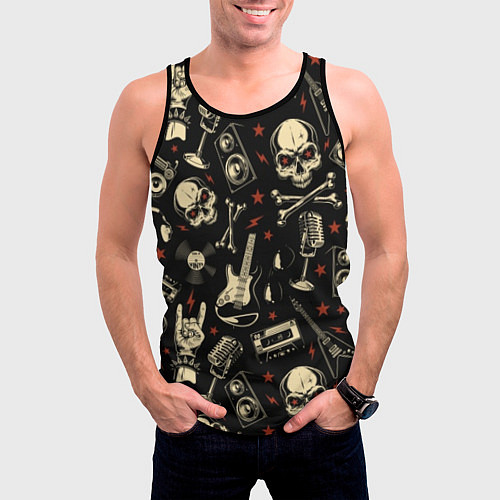 Мужская майка без рукавов Гранж с черепами / 3D-Черный – фото 3