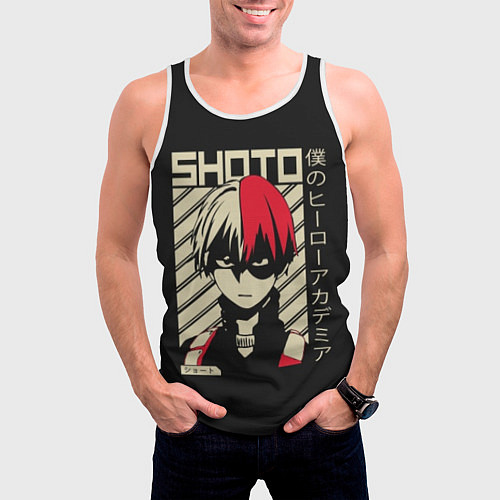 Мужская майка без рукавов My Hero Academia красные волосы / 3D-Белый – фото 3