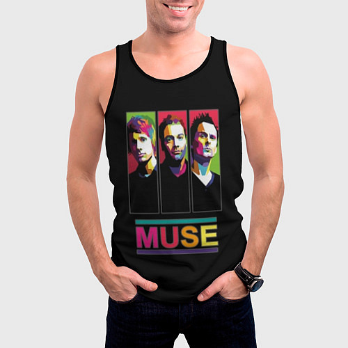 Мужская майка без рукавов Muse pop-art / 3D-Черный – фото 3