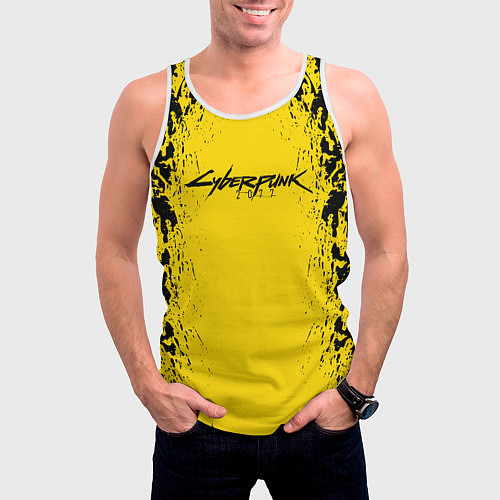 Мужская майка без рукавов Cyberpunk 2077 Samurai logo / 3D-Белый – фото 3