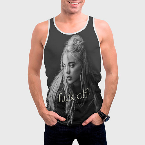Мужская майка без рукавов Billie Eilish fak off / 3D-Белый – фото 3