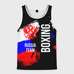 Майка-безрукавка мужская Boxing Russia Team и герб РФ, цвет: 3D-белый