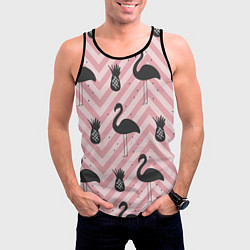 Майка-безрукавка мужская Черный фламинго арт, цвет: 3D-черный — фото 2