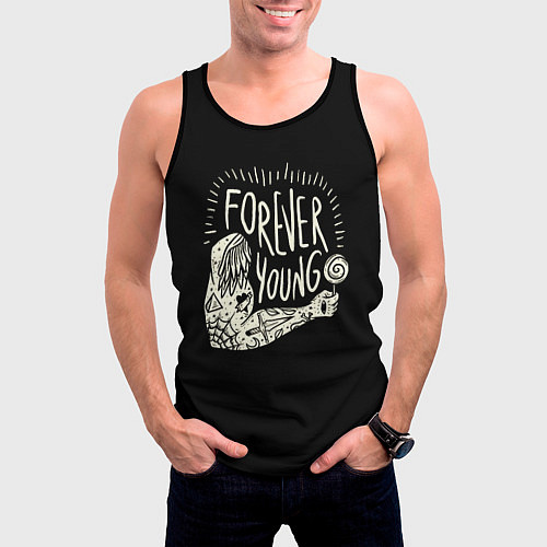 Мужская майка без рукавов Вечно молодой / 3D-Черный – фото 3