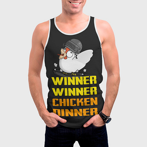 Мужская майка без рукавов Winner Chicken Dinner / 3D-Белый – фото 3