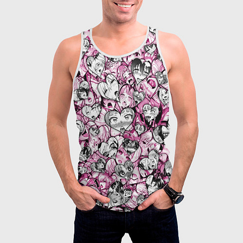 Мужская майка без рукавов Ahegao валентинки / 3D-Белый – фото 3